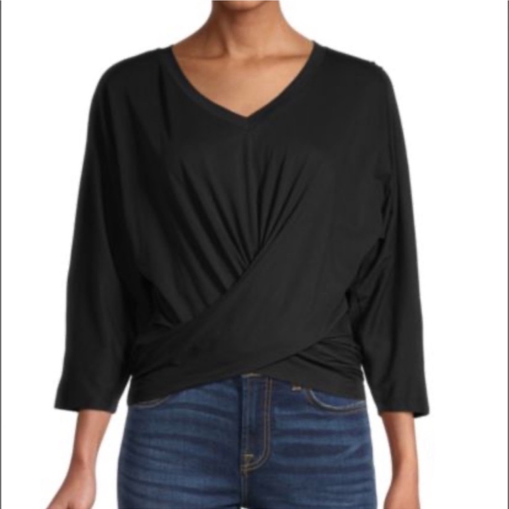 7 For All Mankind Black Long Sleeve With Tie Top Worn Once Size XS